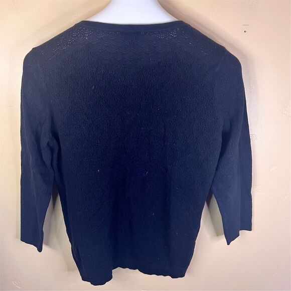 Talbots Womens Classic Cardigan Sweater Black Medium 3/4 Sleeve Button-Up Staple - Picture 4 of 4